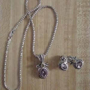 Amethyst Sterling Silver Necklace and Earrings